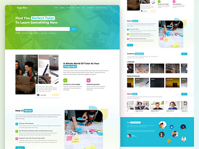 Find the perfect tutor | Landing Page Website branding design elearning website find tutor landingpage learn online coaching typography ui ux website design