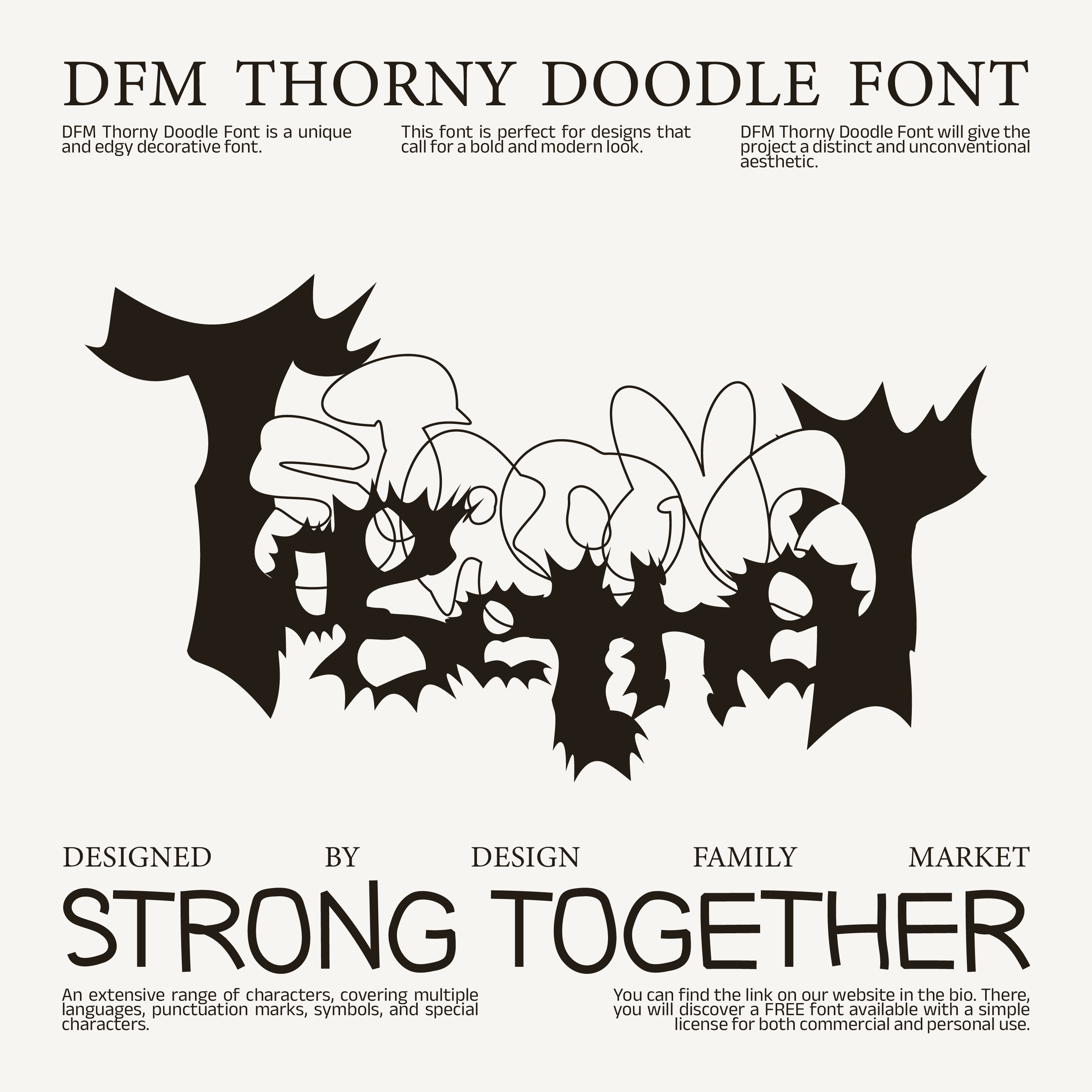 DFM Thorny Doodle Font - Sharp Distressed FREE Y2K Font badges brutal font brutalism font font free font graphic assets graphic design logo thorny font y2k font