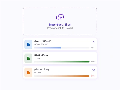 Import your file after effects application cards clean components dashboard drag and drop figma files interaction interface loading micro interaction motion muzli ui ui card upload upload file ux