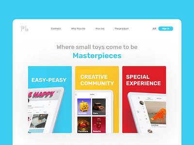 Pico bo - App for kids toys figma ui user experience user interface ux website