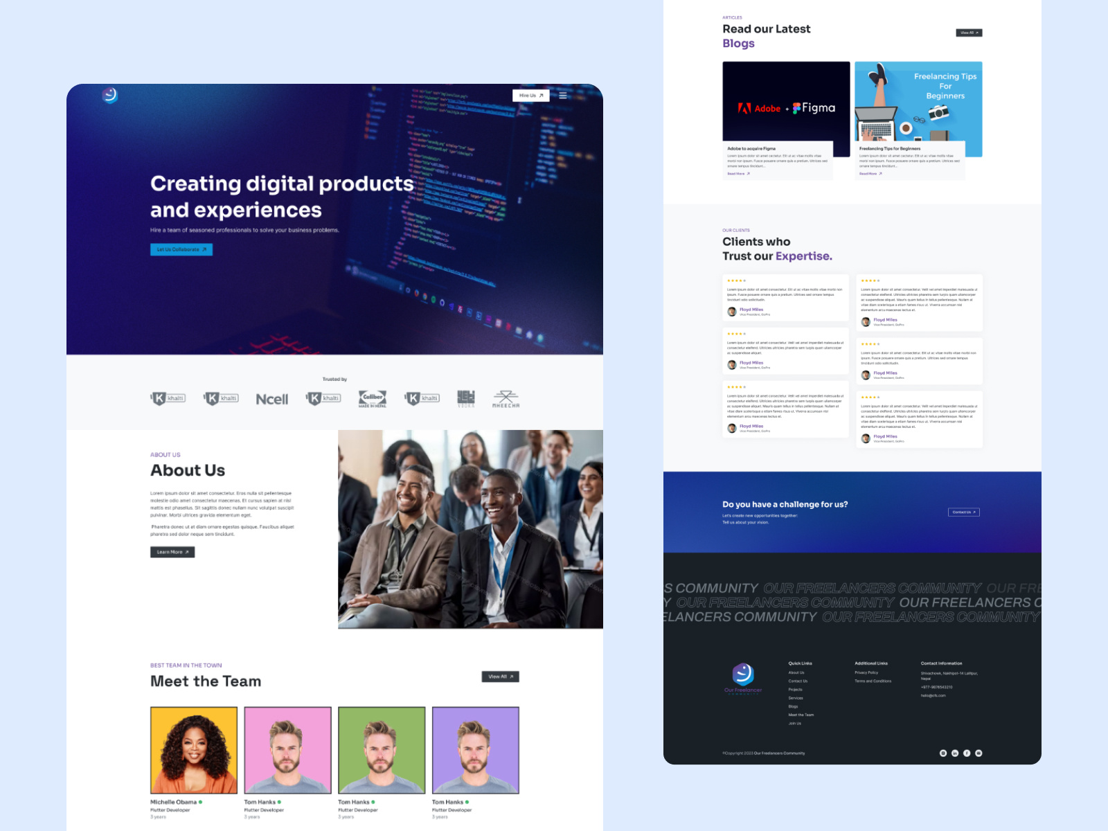 Freelancer Community Website freelance website inspiration landing page ui ui design uxui website