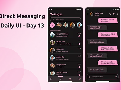 Direct Messaging Daily UI Challenge Design- Day 13 chats design graphic design logo message message app messageing interface mobile design popular ui ux vector