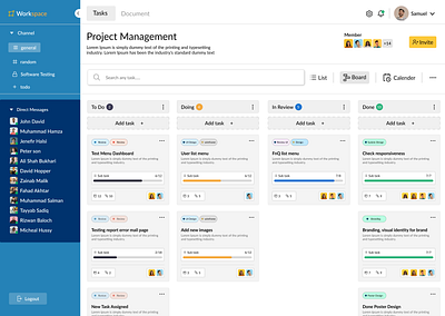 Workspace Project Management System Design adobe xd dashboard design figma illustrator invision miro saas product saas solutions uiux design user research