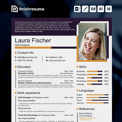 Web designer resume template | FinishResume.com visual design