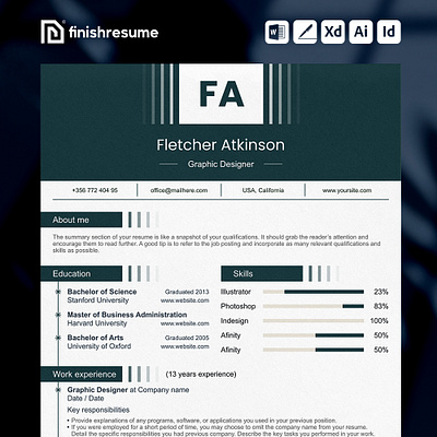 Graphic Designer resume template | FinishResume.com modern resumes