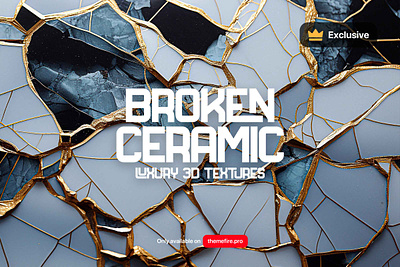 Broken Ceramic Textures 3d 3d render abstract background broken ceramic ceramic gold gold effect illustration luxury material rich texture wallpaper
