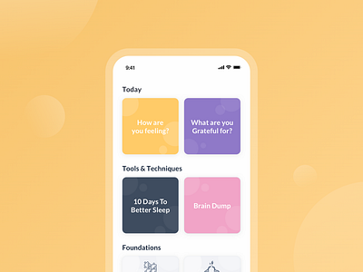 Wellbeing App Design app app design clean design grateful health interface meditation mental mobile product design tiles ui uiux ux wellbeing