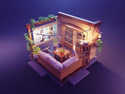 Garden Cinema Tutorial 3d blender diorama illustration isometric process render room summer tutorial