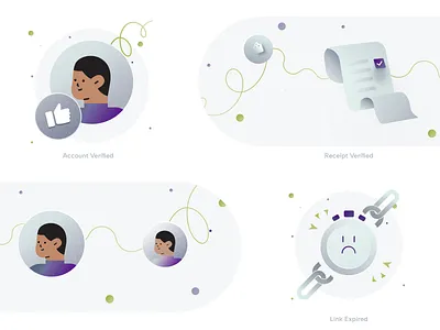 Illustrations For a Webapp empty states gradient illustration illustrations link expired minimal profile connected receipt shared verified account