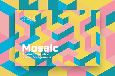 Isometric Mosaic Backgrounds abstract background blocks colorful complex flat geometric illustration isometric maze mosaic pattern perspective vector wallpaper