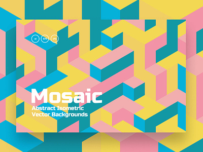 Isometric Mosaic Backgrounds abstract background blocks colorful complex flat geometric illustration isometric maze mosaic pattern perspective vector wallpaper