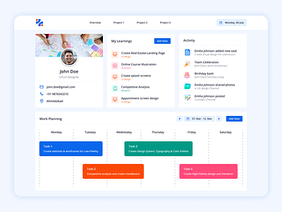 Empower Your Workspace with a Comprehensive Dashboard Design activity calendar dashboard do to list e learning figma profile task teamz ui work planning