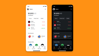 Banking 💳 app banking dark mode fintech light mode mobile mobile app product design stocks transactions ui