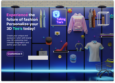 "Talking Tees - 3D Customizable UI/UX Design" 3d app ui ux website