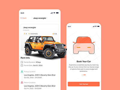 Fleta App Design app design application appointment car car rental car rental app graphic design illustration mobile onboarding orange ui design