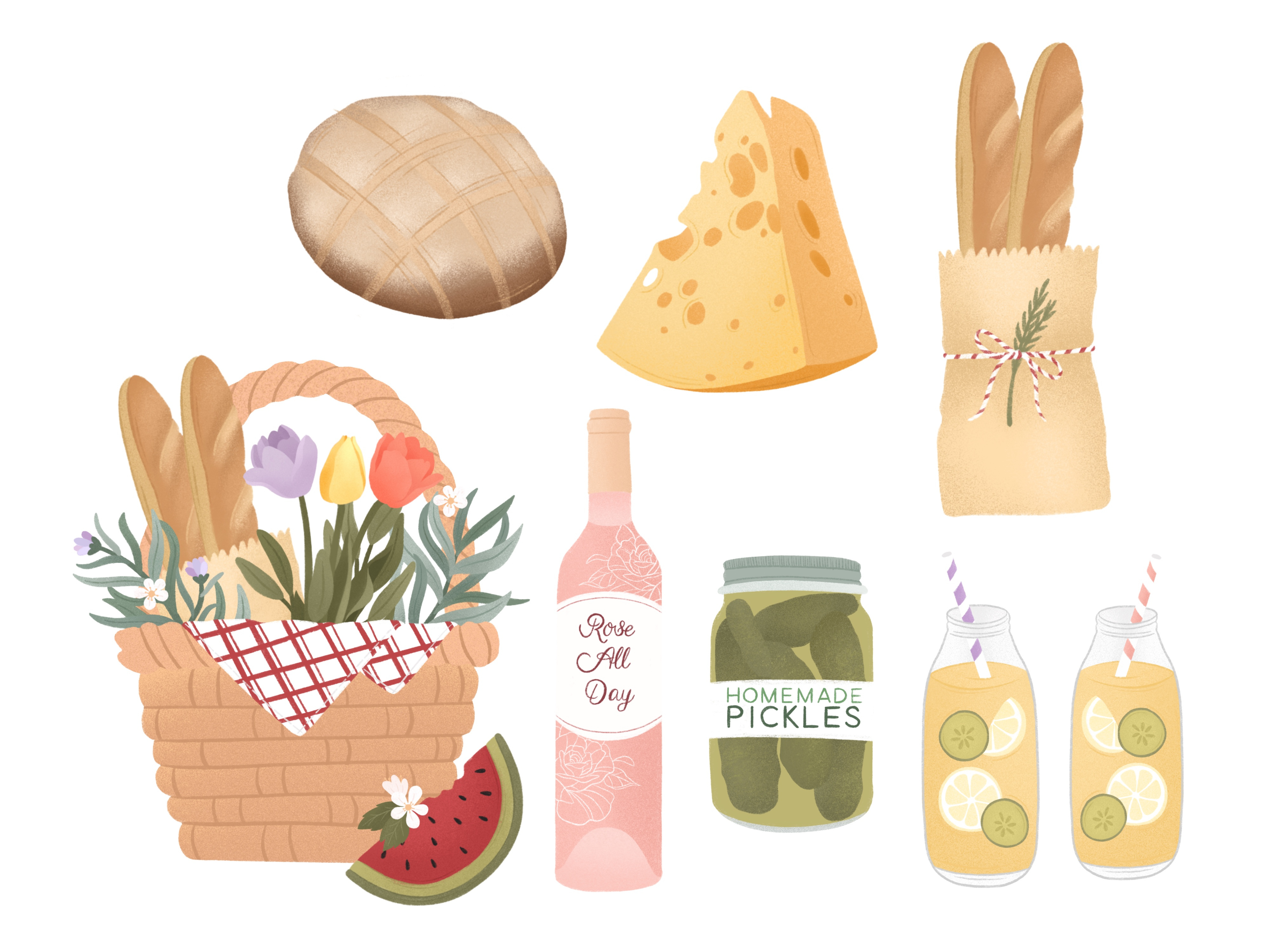 Food Illustrations cakes candy design food fruit illustration pastry vegetables