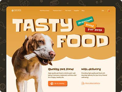 Design concept - for a pet food and supplements store cute food graphic design hero section pets pets food ui
