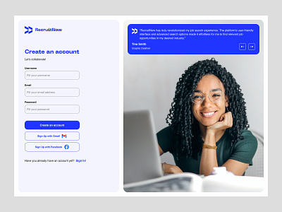 Registration form for online recruitment platform concept graphic design registration sign up ui ux visual design web design