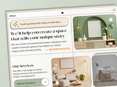 Interior design agency application clean decor decoration design furniture interior mobile product project ui ux web design website