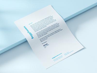 Baggy Trousers letterhead design blue brand identity branding charity design letterhead logo manchester mockup modern stationery stationery design typography uk visual identity