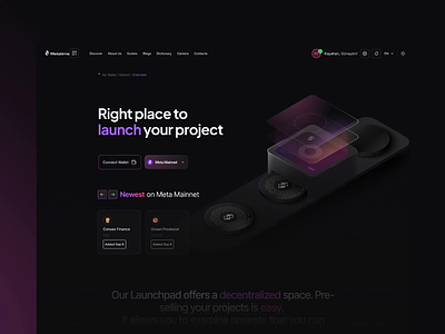 Metatime: Launchpad Page animation branding cryptocurrency design graphic design illustration interface design landing page logo motion graphics ui ux