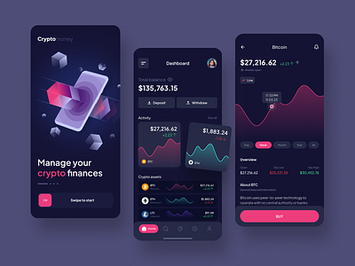 Crypto App app development branding crypto currency landing page ui