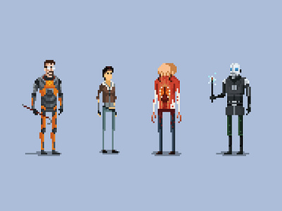 Half-Life Pixel Art 16bit 8 bit character digital art fan art gordon freeman graphic design half life illustration pixel art zombie