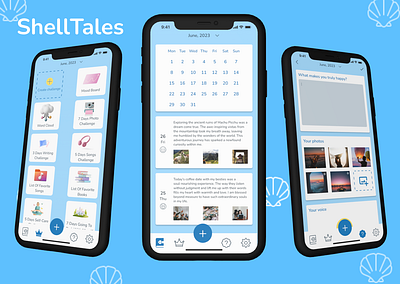 Journal Mobile App - ShellTales application design journal app mobile application ui ux