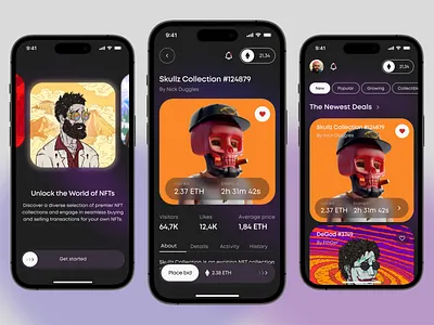 NFT Market iOS App UX/UI Design app app design blockchain crypto design ios mobile app nft nft app nft market nft mobile app store ui ux