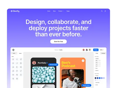 Landing Pages — Clonify clean design figma homepage landing page saas ui ui kit ux web web design