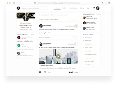Alumnet - Web App Design (2017) design product design social network ui ux