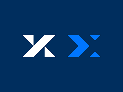 Letter X alphabet arrow bird blue branding cross delivery icon letter logo mark navy negative space topical twitter type vector x