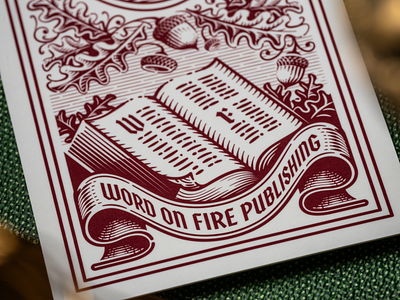 Word on Fire Bookmark bookmark engraving ephemera etching graphic design illustration lineart peter voth design woodcut word on fire