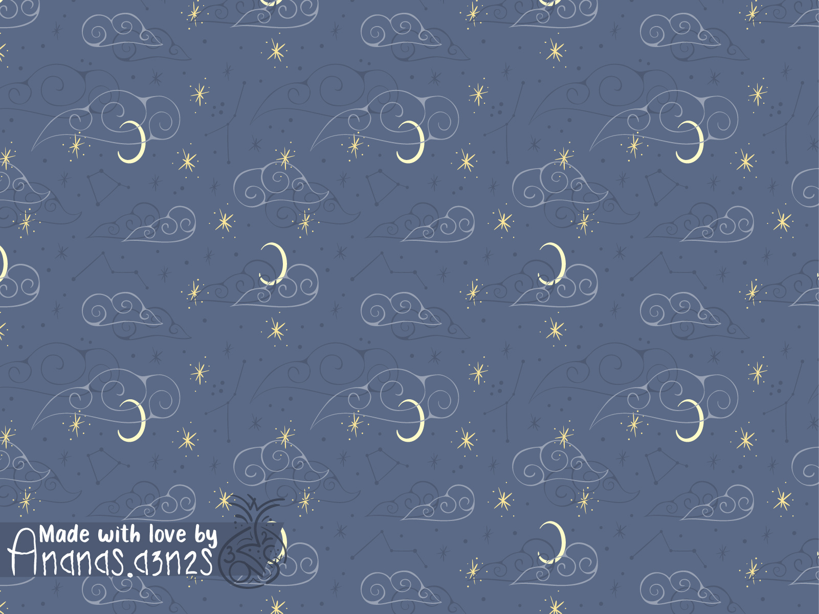 Night sky🌙 2d illustration adobe illustrator bedtime blue clouds constellations illustration illustrator moon and stars moon pattern night night sky pattern paper pattern seamless pattern stars pattern surface pattern design sweet dreams textile pattern vector yellow