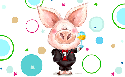 Pig character animal animal character book cartoon character children children illustration cover design graphic design greeting card illustration occasion poster
