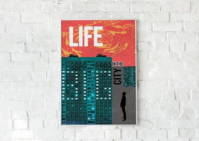 Poster Life in the big city building city design graphic graphic design life man photoshop poster social media ui