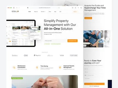 🏠 Stellar • Landlords Real Estate Landing Page articles dashboard demo download e book essentials data form guide book house landing page landlords management real estate real estate app resource schedulling demo testimonial ui ux video wesbite