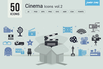 Glyph Cinema Vector Icons design readytouse vector