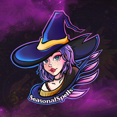 Magic witch girl mascot logo esport logo girl illustration logo logotype magic mascot mascot logo plant purple hair witch