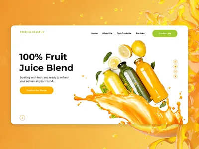 Fruit Juice site branding bright design fruit illustration juice logo orange ui ux web website