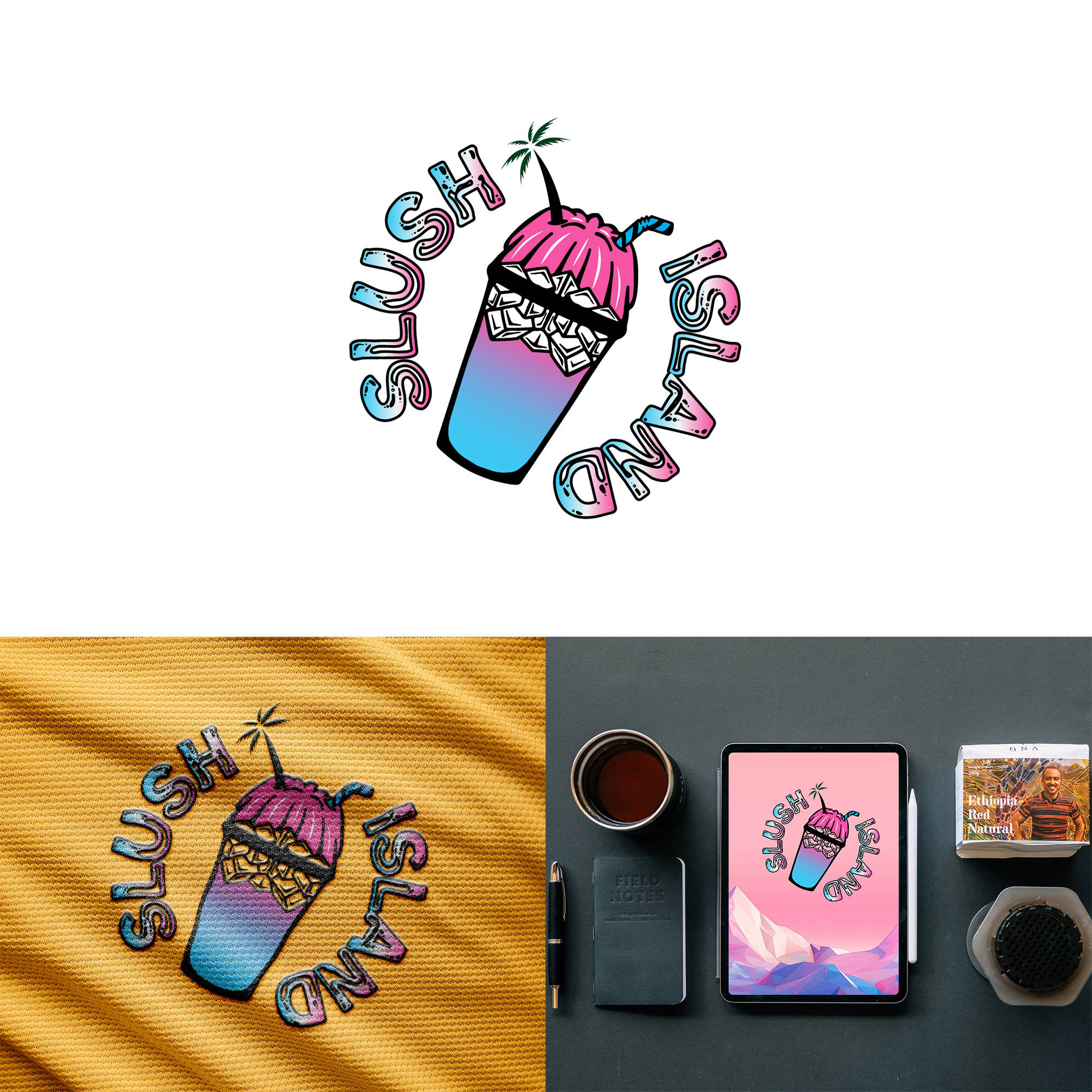 cold drink logo design art branding coldcoffe colddrink design digitalart drink graphic design ice icecoffe illustration island logo logodesign vector