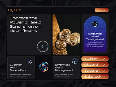 Elysium assets branding concept crypto design finance platform service style ui ux web3 website