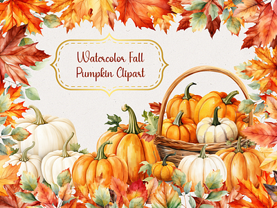 Watercolor Fall Pumpkins Clipart design floral graphics graphic design illustration ui watercolor clipart