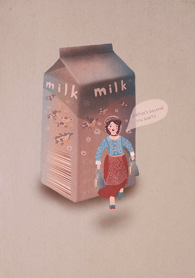 The Great Escape cartoon cows cute escape illustration milk milkmaid outside package