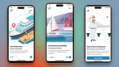 Revolutionizing Ferry(Boat) Commutes - Onboarding Screens ai appdesign customerservice design designchallenge designprocess designthinking figmadesign interactiondesign navigation onboarding realtimeinformation ticketbooking ui uidesign usercentricdesign userexperience userinterface ux uxdesign
