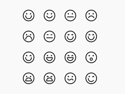 Smiley Line Icons 24px grid clean design emoji flat design graphic design icon iconography icons line icons minimal minimalistic smiley smileys vector