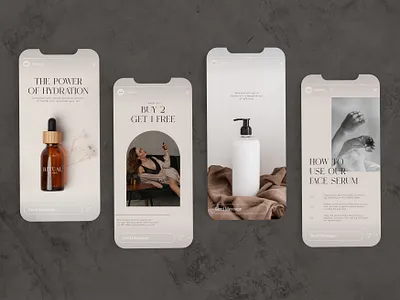 Relance │ Instagram Stories beauty beige branding clean cosmetics dermocosmetics design instagram simple skincare social media stories