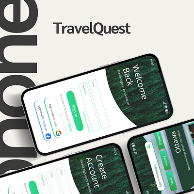 TravelQuest app design travel ui ux