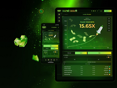 Rocket Gambling Game | Casino | iGaming app betting design figma gambling game graphic design igaming rocket ui ux