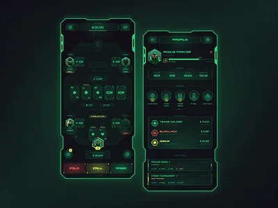 CYBERPOKER - Poker Game Concept crypto casino crypto poker cyber mobile game cyber poker cyber ui cyberpunk game app game mobile game ui green ui holdem poker mobile poker neon poker neon ui online casino poker game ui poker ui